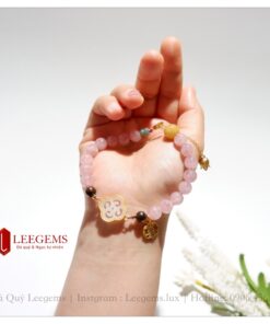 Lách tay đá Thạch Anh Hồng mix charm cực xinh dành cho nữ tất cả các mệnh - Ảnh 9