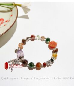 [Hàng thiết kế] Vòng tay đá ưu linh tự nhiên mix charm bạc size hạt 09 li dành cho nữ tất cả các mệnh - Ảnh 10