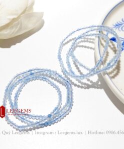 Chuỗi vòng tay đá Aquamarine cắt giác size 3.8 li nữ tính nhẹ nhàng dành cho nữ mệnh Thủy - Ảnh 4
