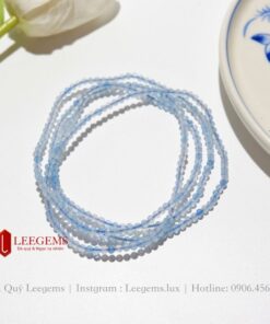 Chuỗi vòng tay đá Aquamarine cắt giác size 3.8 li nữ tính nhẹ nhàng dành cho nữ mệnh Thủy - Ảnh 6