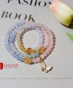 Chuỗi vòng tay đá Beryl đa sắc phối charm cầu kỳ dành cho nữ tất cả các mệnh