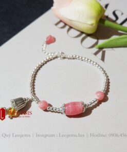 Alternative view of [Hàng Thiết kế độc quyền] Lắc bi bạc 925 mix đá Thạch Anh hồng dành cho nữ mệnh Thổ - mệnh Hỏa