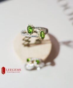 Alternative view of [Hàng Thiết kế độc quyền] Nhẫn đá Diopside kết hợp bạc thật dành cho nữ mệnh Môc - mệnh Hoả