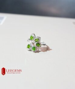 [Hàng Thiết kế độc quyền] Nhẫn đá Diopside kết hợp bạc thật dành cho nữ mệnh Môc - mệnh Hoả