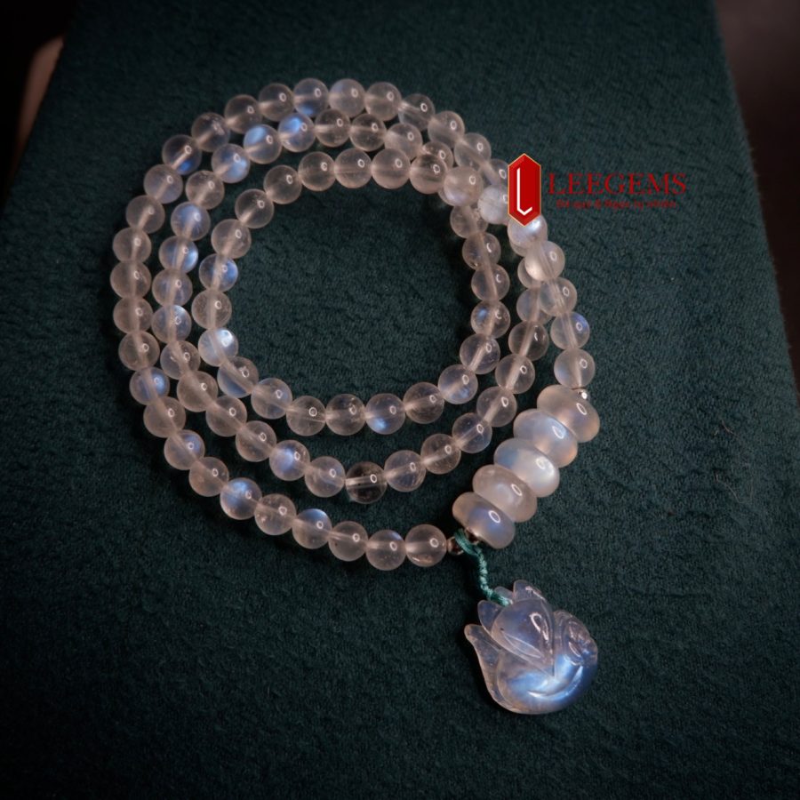 Chuỗi vòng tay đá Moonstone mix Ngũ điếu kết hợp hồ ly moonstone size hạt 06 li dành cho nữ mệnh Kim - mệnh Thuỷ - Ảnh 7