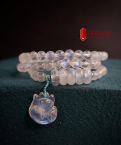 Alternative view of Chuỗi vòng tay đá Moonstone mix Ngũ điếu kết hợp hồ ly moonstone size hạt 06 li dành cho nữ mệnh Kim - mệnh Thuỷ
