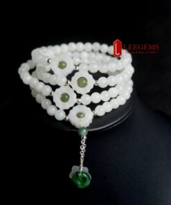Chuỗi Bạch Ngọc đeo quấn 03 vòng tay mix charm sang trọng size hạt 06 li dành cho nữ mệnh Thuỷ - mệnh Kim