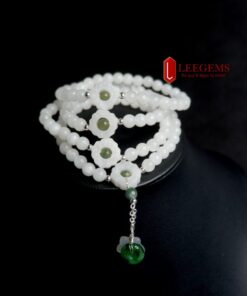 Chuỗi Bạch Ngọc đeo quấn 03 vòng tay mix charm sang trọng size hạt 06 li dành cho nữ mệnh Thuỷ - mệnh Kim - Ảnh 5