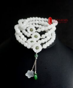 Chuỗi Bạch Ngọc đeo quấn 03 vòng tay mix charm sang trọng size hạt 06 li dành cho nữ mệnh Thuỷ - mệnh Kim - Ảnh 7