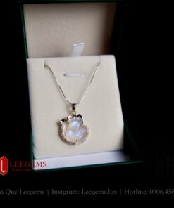 Mặt dây chuyền Hồ ly đá moonstone bọc bạc dành cho nữ mệnh Kim - mệnh Thuỷ - Ảnh 4