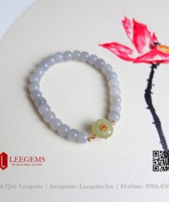 Alternative view of Vòng tay Ngọc hoà điền tím khói mix charm ngọc dành cho nữ không kén mệnh