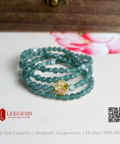 Chuỗi vòng tay Ngọc lam lép mix charm Tourmaline cỏ 4 lá may mắn dành cho nữ tất cả các mệnh - Ảnh 4