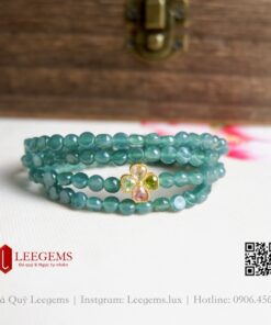 Chuỗi vòng tay Ngọc lam lép mix charm Tourmaline cỏ 4 lá may mắn dành cho nữ tất cả các mệnh - Ảnh 5