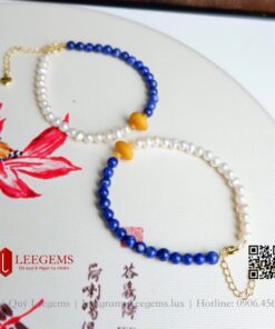 Alternative view of Lắc tay đá Lapis mix Ngọc trai và hổ phách mật lạp dành cho nữ không kén mệnh