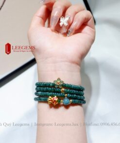Alternative view of [Hàng VIP mới về] Chuỗi vòng tay Ngọc Jade xanh két mix charm màu siêu đẹp size 06 li dành cho nữ tất cả các mệnh