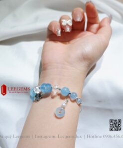 [Hàng thiết kế độc quyền] Lắc tay Đá Aquamarine mix Tỳ hưu xinh xắn thu hút tài lộc dành cho nữ mệnh Thuỷ - mệnh Kim - Ảnh 5