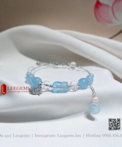 [Hàng thiết kế độc quyền] Lắc tay Đá Aquamarine mix Tỳ hưu xinh xắn thu hút tài lộc dành cho nữ mệnh Thuỷ - mệnh Kim - Ảnh 4