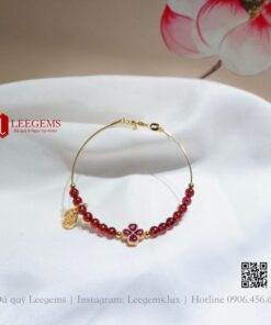 [Hàng Thiết kế độc quyền] Lắc tay đá Garnet mix charm xinh xắn rực rỡ dành cho nữ mệnh Thổ - mệnh Hoả