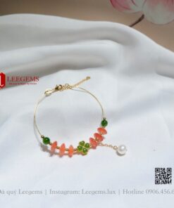 [Hàng Thiết kế độc quyền] Lắc tay Ngọc Nam hồng mix cỏ 4 lá xinh xắn may mắn dành cho nữ không kén mệnh - Ảnh 3