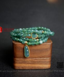 Chuỗi vòng tay Ngọc lam lép mix charm trái tim cùng hạt đậu phú quý dành cho nữ không kén mệnh - Ảnh 3