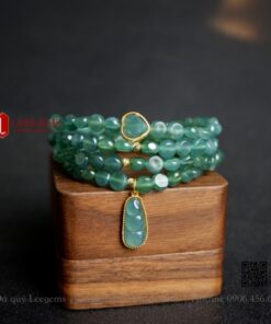 Chuỗi vòng tay Ngọc lam lép mix charm trái tim cùng hạt đậu phú quý dành cho nữ không kén mệnh - Ảnh 4