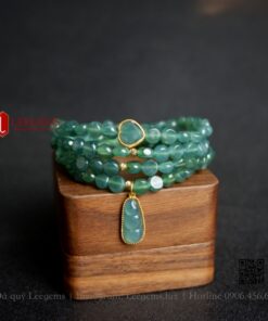 Chuỗi vòng tay Ngọc lam lép mix charm trái tim cùng hạt đậu phú quý dành cho nữ không kén mệnh - Ảnh 5