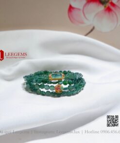 Chuỗi vòng tay Ngọc lam lép mix charm Tourmaline và charm Ngọc lam dành cho nữ không kén mệnh