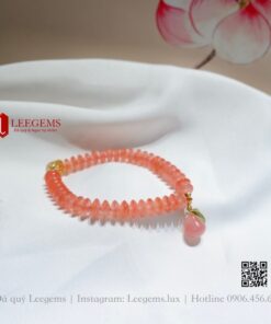 [Hàng độc lạ] Vòng tay Ngọc Nam hồng mix charm Ngọc may mắn phước lộc dành cho nữ mệnh Thổ - mệnh Hoả