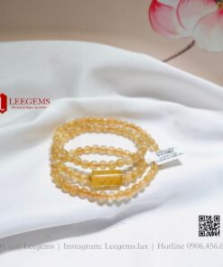 [Hàng Vip]Chuỗi vòng tay Thạch anh tóc vàng mix charm lu thống hàng cao cấp, chất đá trong veo size 06li dành cho nữ mệnh Kim - mệnh Thổ