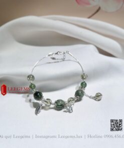 [Hàng thiết kế độc quyền] Lắc tay Thạch anh tóc xanh trẻ trung thời thượng dành cho nữ mệnh Mộc - mệnh Hoả