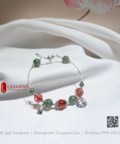 Alternative view of [Hàng Thiết kế độc quyền] Lắc tay Thạch anh tóc xanh mix Thạch anh tóc đỏ siêu xinh cá tính dành cho nữ không kén mệnh