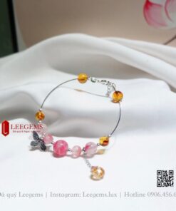 [Hàng thiết kế độc quyền] Lắc tay đá Tường Vi mix charm màu sắc quá xinh dành cho nữ mệnh Thổ - mệnh Hoả - Ảnh 5