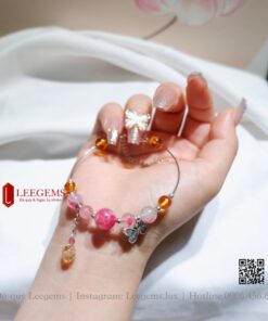 [Hàng thiết kế độc quyền] Lắc tay đá Tường Vi mix charm màu sắc quá xinh dành cho nữ mệnh Thổ - mệnh Hoả - Ảnh 4