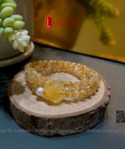 [Hàng siêu đẹp] Chuỗi vòng tay Thạch anh tóc vàng mix hồ ly size 5.5-06li dành cho nữ mệnh Kim - mệnh Thổ - Ảnh 4