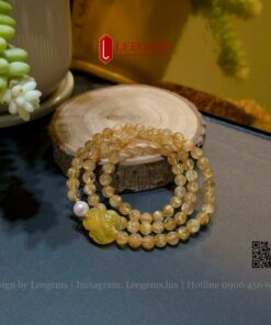 [Hàng siêu đẹp] Chuỗi vòng tay Thạch anh tóc vàng mix hồ ly size 5.5-06li dành cho nữ mệnh Kim - mệnh Thổ - Ảnh 5