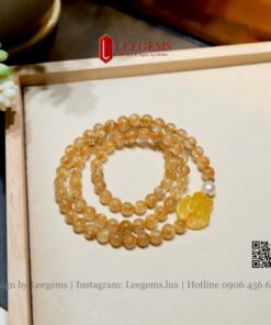 [Hàng siêu đẹp] Chuỗi vòng tay Thạch anh tóc vàng mix hồ ly size 5.5-06li dành cho nữ mệnh Kim - mệnh Thổ