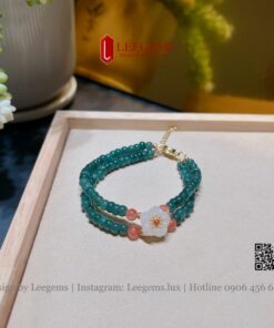Alternative view of [Hàng thiết kế độc quyền] Lách tay Ngọc Jadeite mix charm Hoa ngọc xinh xinh dành cho nữ không kén mệnh