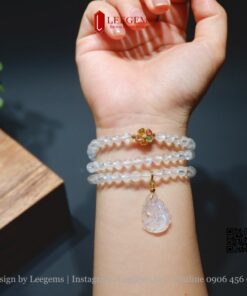 Chuỗi vòng tay đá Moonstone thiên nhiên mix charm Hồ ly chúa dành cho nữ mạng Kim - Thủy - Ảnh 5