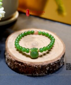 Vòng tay Ngọc Bích thiên nhiên không ruồi 06li mix túi tiền tài lộc dành cho nữ không kén mệnh