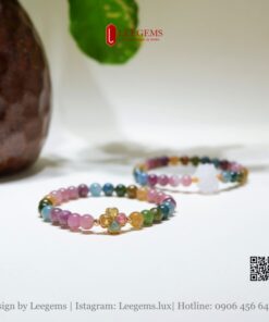 Alternative view of Vòng tay đá Tourmaline đa sắc phối charm xinh xinh size 06 li dành cho nữ tất cả các mệnh