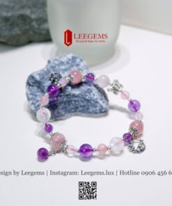 Alternative view of Vòng Tay Thạch Anh Tam Sắc Mix Charm Bạc – Vẻ Đẹp Độc Đáo & Năng Lượng Bình An