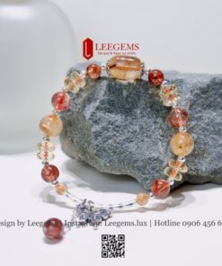 Vòng Tay Thạch Anh Tóc Đỏ Mix Charm Bạc – Quyền Lực & Năng Lượng Tích Cực