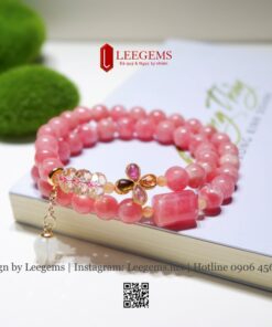 Vòng Tay Đá Hoa Đào Mix Lu Thống & Charm Cỏ 4 Lá – Biểu Tượng Tình Duyên & May Mắn I Thiết kế LEEGEMS - Ảnh 3