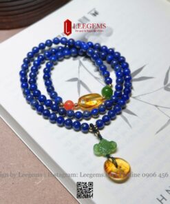Chuỗi Lapis Lazuli 5-5,5li Mix Hổ Phách & Ngọc Bích Thiên Nhiên – Vẻ Đẹp Cổ Điển, Ý Nghĩa Sâu Sắc - Ảnh 4