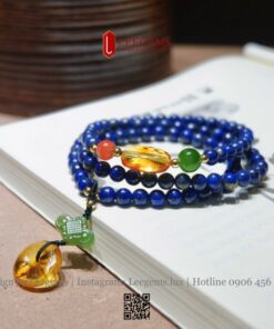Chuỗi Lapis Lazuli 5-5,5li Mix Hổ Phách & Ngọc Bích Thiên Nhiên – Vẻ Đẹp Cổ Điển, Ý Nghĩa Sâu Sắc - Ảnh 9