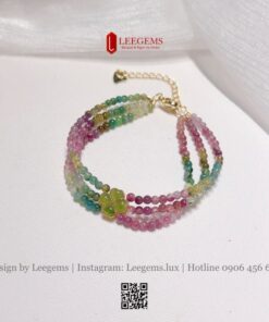 Alternative view of Chuỗi Đá Đa Sắc Tourmaline Mix Charm Cỏ 4 Lá – May Mắn & Tỏa Sáng Cho Nữ | Leegems