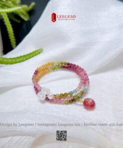 Alternative view of Vòng tay Đá Tourmaline Đa Sắc mix Charm Hồ Điệp & Đồng Điếu – Thiết kế sang trọng từ Leegems