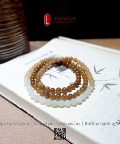 Chuỗi Ngọc Hòa Điền Trắng – Nâu – Vàng 108 Hạt | Size 6li | Có Kiểm Định – Leegems - Ảnh 5