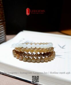 Chuỗi Ngọc Hòa Điền Trắng – Nâu – Vàng 108 Hạt | Size 6li | Có Kiểm Định – Leegems - Ảnh 3