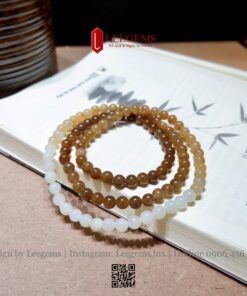 Chuỗi Ngọc Hòa Điền Trắng – Nâu – Vàng 108 Hạt | Size 6li | Có Kiểm Định – Leegems - Ảnh 4
